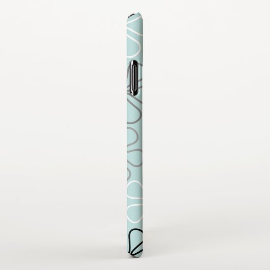 Abstracte grote bloemcontouren BWG + eendenei blau iPhone Hoesje (Rechterkant)