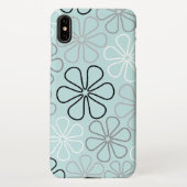 Abstracte grote bloemcontouren BWG + eendenei blau iPhone Hoesje (Achterkant)