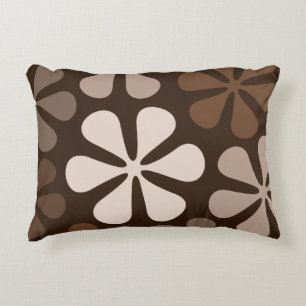 Abstracte grote bloemen Browns & Creams Accent Kussen