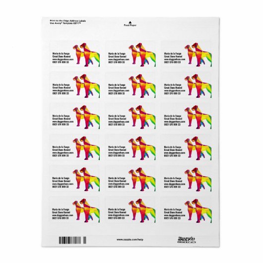 Abstracte grote hond Great Dane Etiket (Full Sheet)