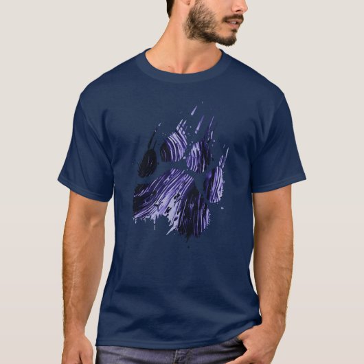 Abstracte Grunge Blauwe Grizzly Beer Paw Claw T-shirt (Voorkant)
