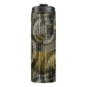 Abstracte grunge, monochroom bruin thermosbeker