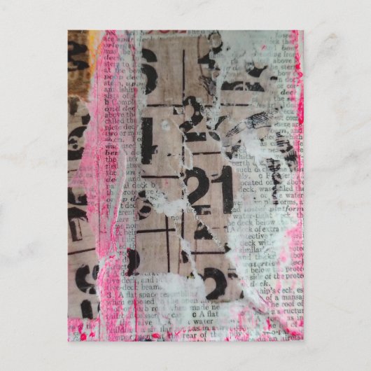 Abstracte Grunge Nummers mixed media collage Briefkaart (Voorkant)
