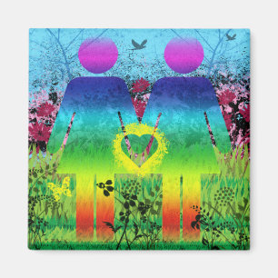 Abstracte Grunge Rainbow Love Magnet Magneet