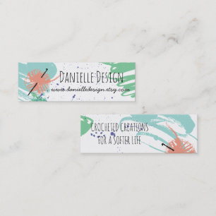 Abstracte haakhaken, kleurig, van garen mini visitekaartje