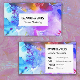 Abstracte handbeschilderde waterverf spetters visitekaartje