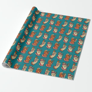 Abstracte handdrukkunst, vingerafdruk, handdruk cadeaupapier