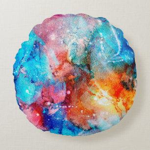 Abstracte handgemaakte textuur. Marbling blue en o Rond Kussen