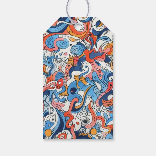 Abstracte handgetekende doedels cadeaulabel (Achterkant)