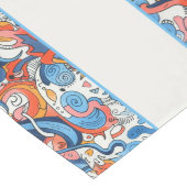 Abstracte handgetekende doedels lange tafelloper (Hoek)