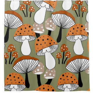 Abstracte handtekening kleurrijke paddenstoelen he douchegordijn
