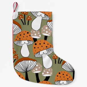 Abstracte handtekening kleurrijke paddenstoelen he kleine kerstsok
