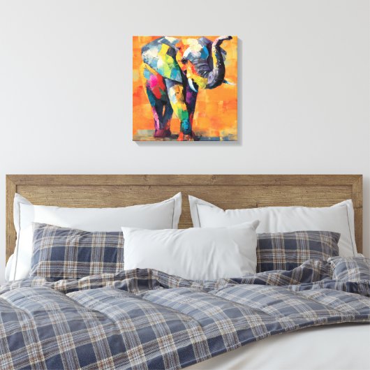 Abstracte Happy Rainbow Elephant Canvas Afdruk (Insitu (Slaapkamer))