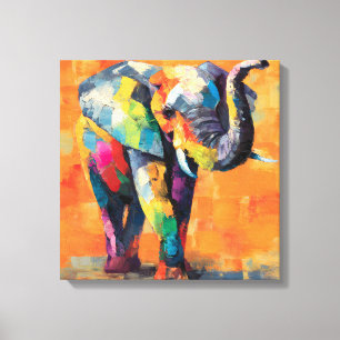 Abstracte Happy Rainbow Elephant Canvas Afdruk