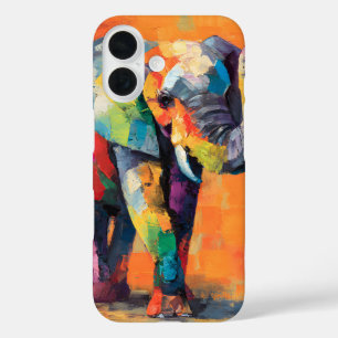 Abstracte Happy Rainbow Elephant iPhone 16 Hoesje