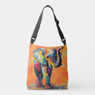 Abstracte Happy Rainbow Elephant Crossbody Tas