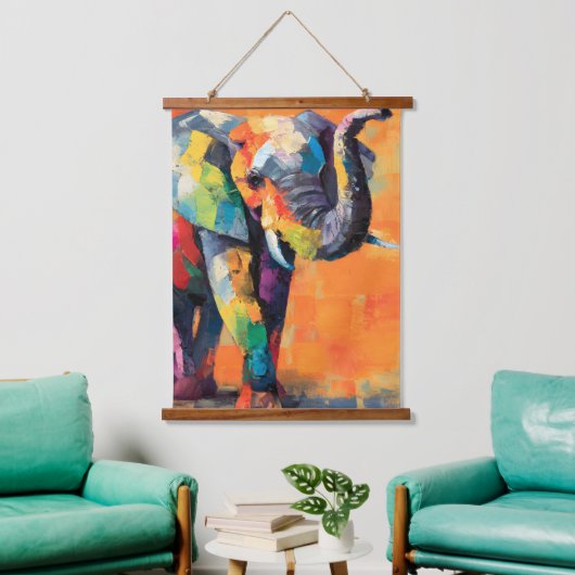 Abstracte Happy Rainbow Elephant Hangend Wandkleed (Woonkamer)