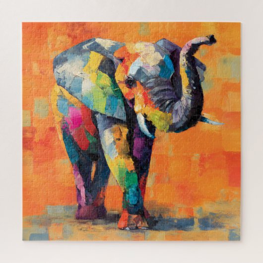 Abstracte Happy Rainbow Elephant Legpuzzel (Verticaal)