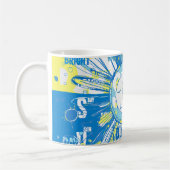 Abstracte Happy Whimsical Sun Word Art Koffiemok (Links)
