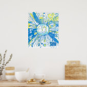Abstracte Happy Whimsical Sun Word Art Poster (Keuken)