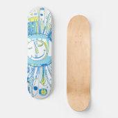 Abstracte Happy Whimsical Sun Word Art Skateboard (Voorkant)
