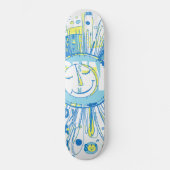 Abstracte Happy Whimsical Sun Word Art Skateboard (Voorkant)
