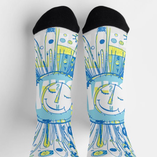 Abstracte Happy Whimsical Sun Word Art Sokken (Top)