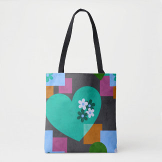 Abstracte Hart & Geometrische Bloem Tas