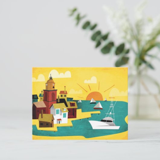 Abstracte havenstad briefkaart (Staand voorkant)