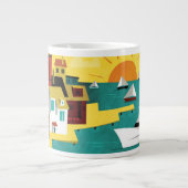 Abstracte havenstad extra grote beker (Voorkant)