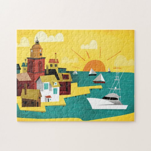 Abstracte havenstad legpuzzel (Horizontaal)