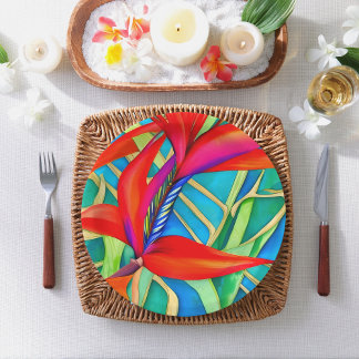 Abstracte Hawaiiaanse paradijsvogel Papieren Bordje