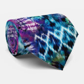 Abstracte Hawaiian Blue Tie Dye Stropdas (Opgerold)
