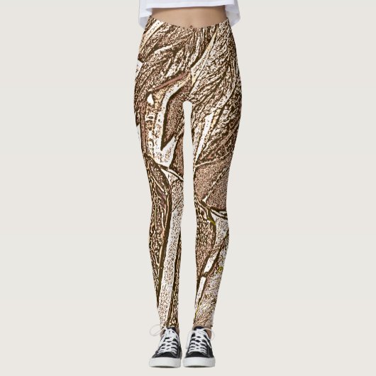 abstracte hedendaagse grote patroontinten van brui leggings (Voorkant)