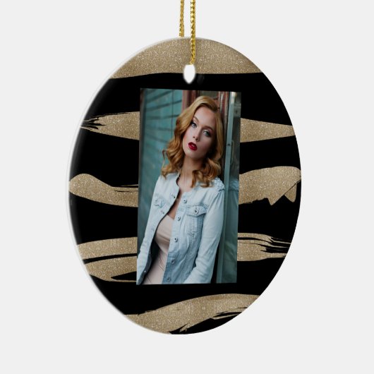 abstracte hedendaagse zwarte goudborstelslag keramisch ornament (Rechts)