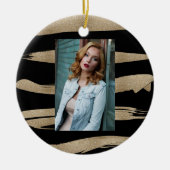 abstracte hedendaagse zwarte goudborstelslag keramisch ornament (Voorkant)