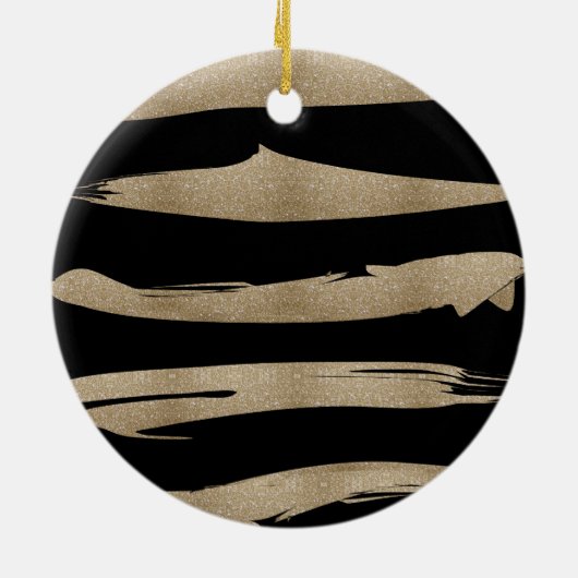 abstracte hedendaagse zwarte goudborstelslag keramisch ornament (Achterkant)