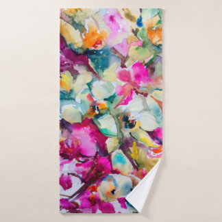 Abstracte heldere decoratieve achtergrond. Flo Badhanddoek