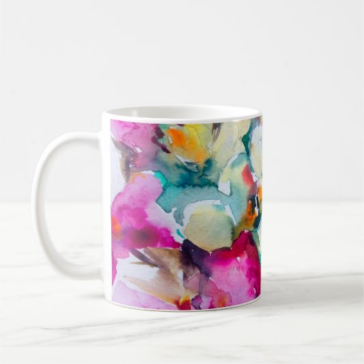 Abstracte heldere decoratieve achtergrond. Flo Koffiemok (Links)