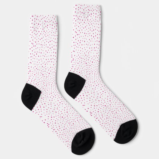 Abstracte Heldere Roze Polka Dots op Wit Sokken (Rechts)