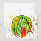 Abstracte heldere waterverf watermeloen briefkaart (Voorkant / Achterkant)