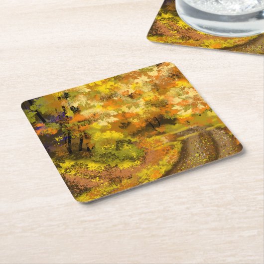 Abstracte herfst Herfst kunst Vierkante Kartonnen Onderzetter (Schuin)