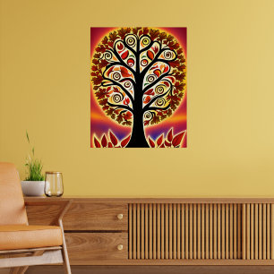 Abstracte herfst oogstboom poster