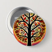 Abstracte herfst oogstboom ronde button 7,6 cm (Voorkant /achterkant)