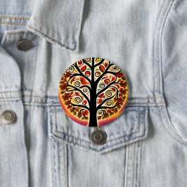 Abstracte herfst oogstboom ronde button 7,6 cm