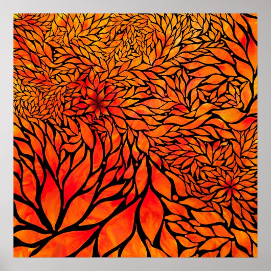Abstracte herfstbladeren poster (Voorkant)