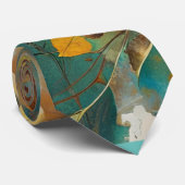 Abstracte herfstbladeren Turquoise Blauwgroen Rust Stropdas (Opgerold)