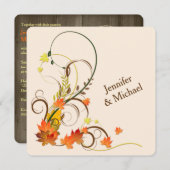 Abstracte herfstbladeren, wijnstokken, uitnodiging (Voorkant / Achterkant)