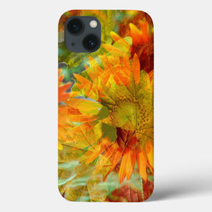 Abstracte herfstkleuren bloemen iPhone 13 hoesje