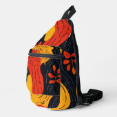Abstracte herfstkleuren Sinaasappel en gouden blad Sling Bag (Rechterhoek)